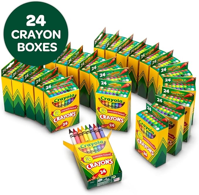 Crayola Crayons 24 Count (Pack of 24) – Coloring Supplies for Kids, Classroom Must-Haves for Teachers, Classic Colors