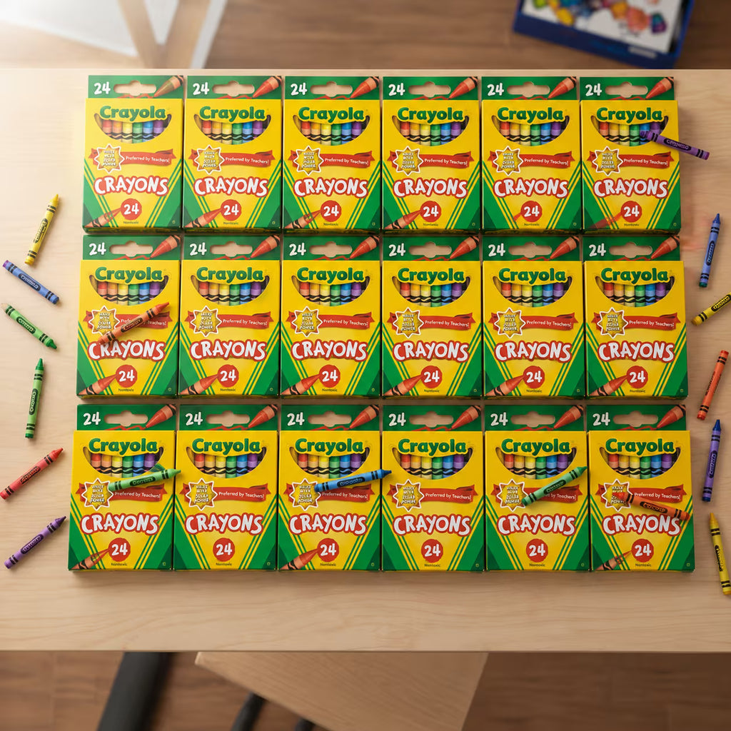 (Pack of 18) Crayon Boxes, 24 Colors Each Box, Bulk Coloring Supplies for Kids, Classroom Art Supplies, Non-Toxic Crayons for School, Home & Crafts