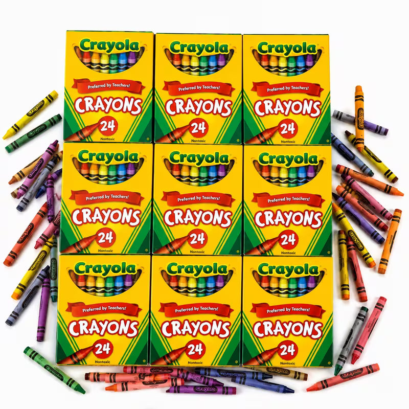 Crayola Crayons 24 Count (Pack of 9) – Coloring Supplies for Kids, Classroom Must-Haves for Teachers, Classic Colors