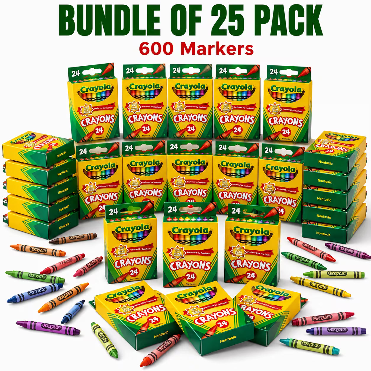 Crayola Crayons Bulk (25 Packs, 600 Crayons Total) | 24 Colors Per Box | Classic Colors Coloring Supplies for Kids | Classroom Must-Haves for Teachers & School Art Essentials